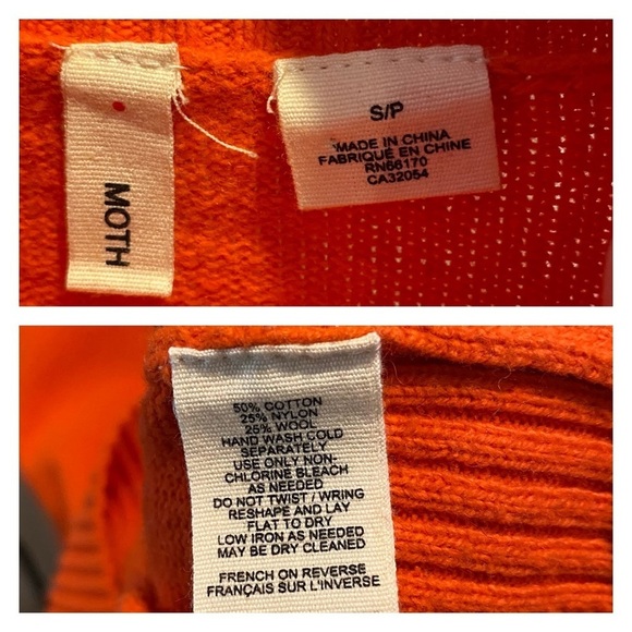 Anthropologie Tisbury Orange Mock Neck Arm Snaps Fitted Wool Sweater - Picture 13 of 13